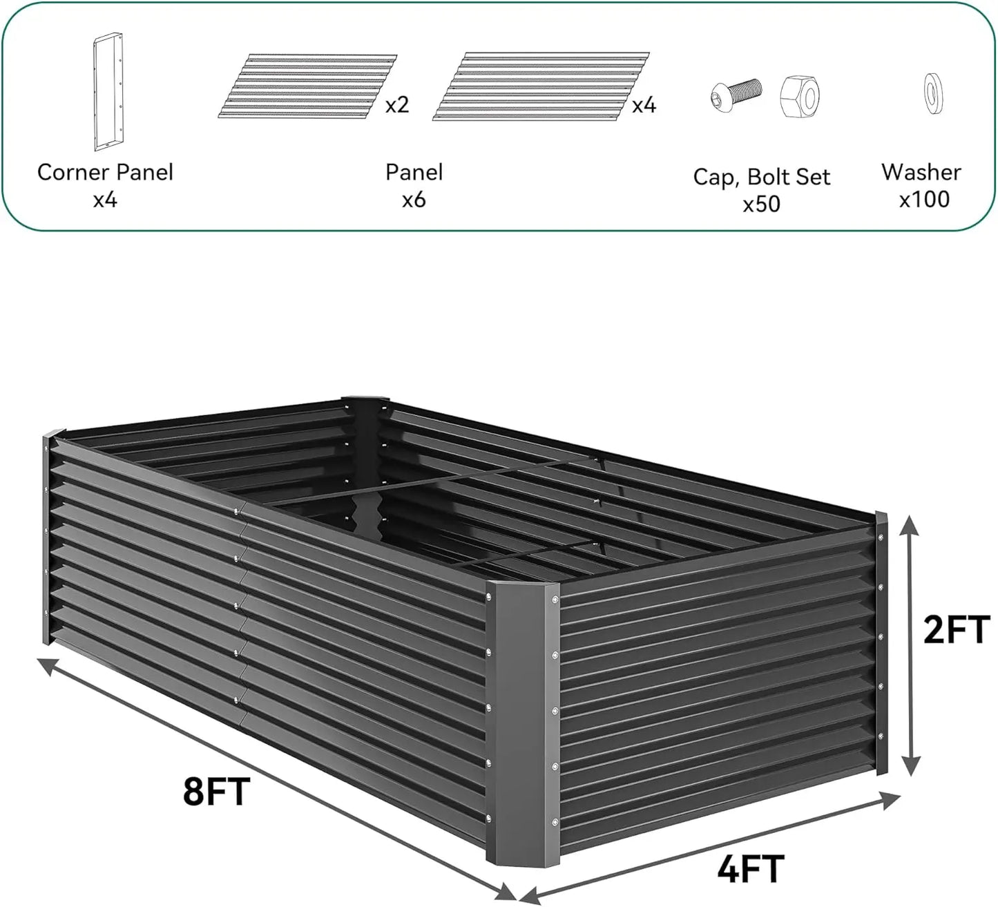 1pc Raised Garden Bed Kit, with Gloves & Tension Bar, Outdoor Patio Planter Box for Plants Vegetables Flowers