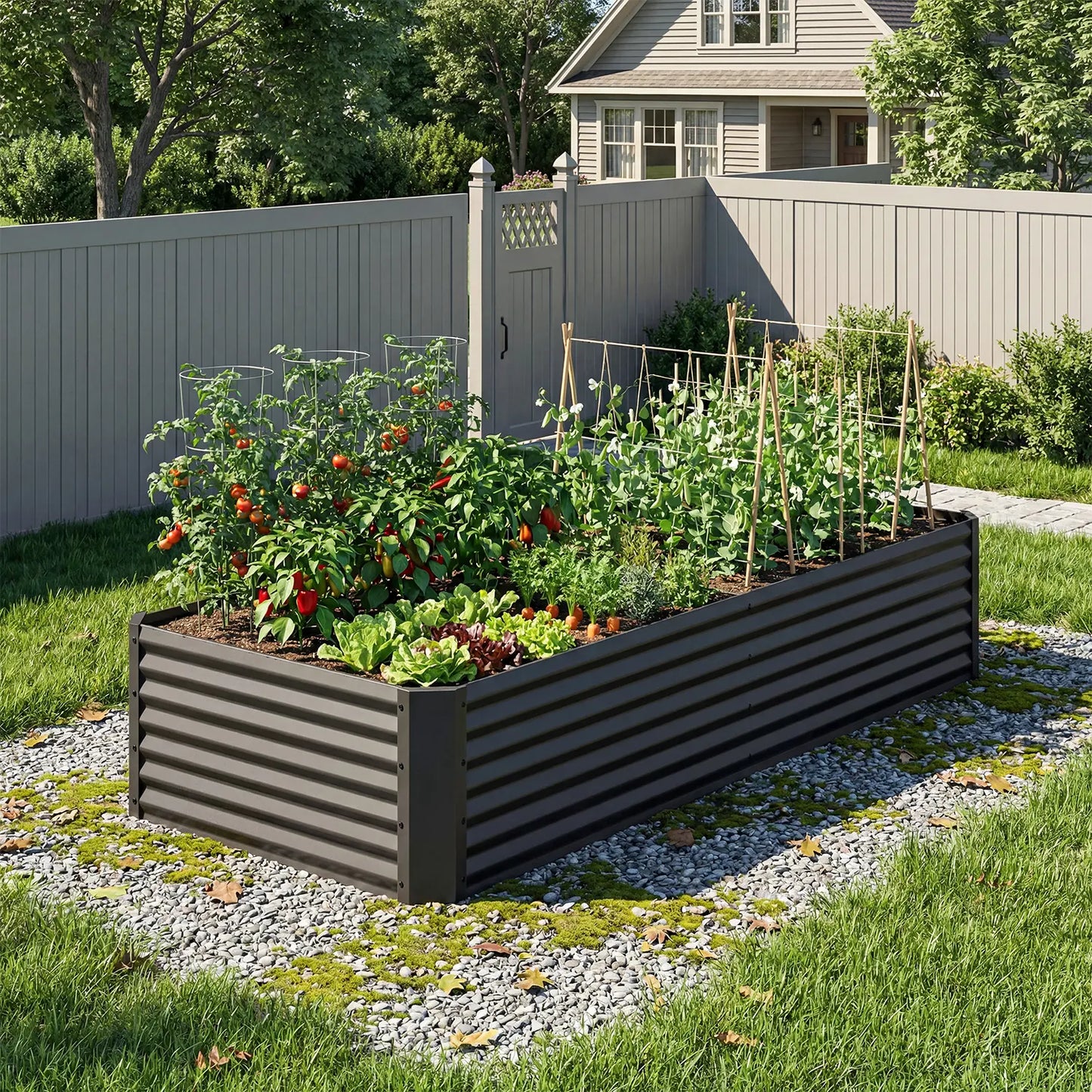 1pc Raised Garden Bed Kit, with Gloves & Tension Bar, Outdoor Patio Planter Box for Plants Vegetables Flowers