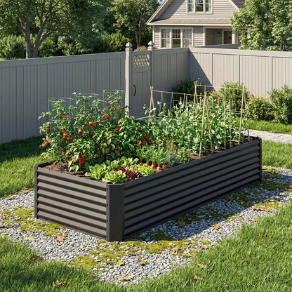 1pc Raised Garden Bed Kit, with Gloves & Tension Bar, Outdoor Patio Planter Box for Plants Vegetables Flowers