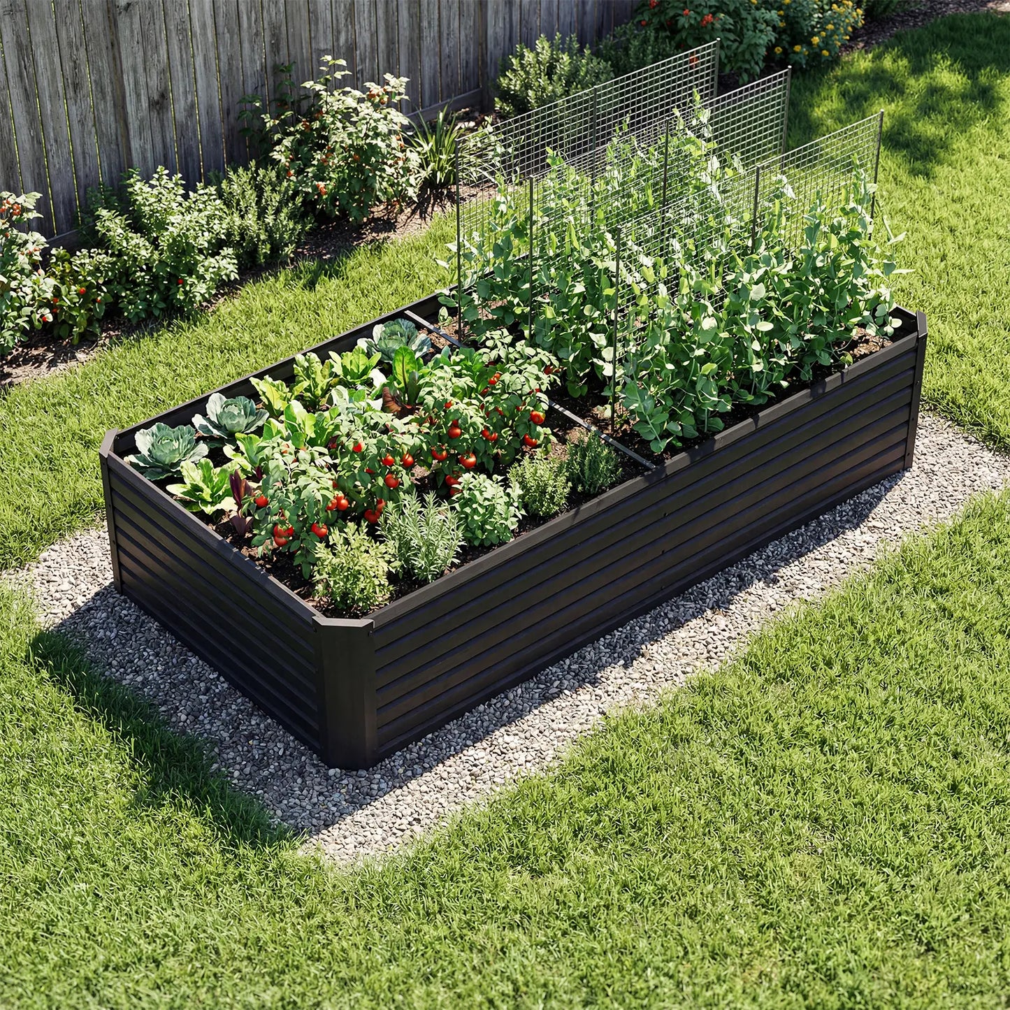 1pc Raised Garden Bed Kit, with Gloves & Tension Bar, Outdoor Patio Planter Box for Plants Vegetables Flowers