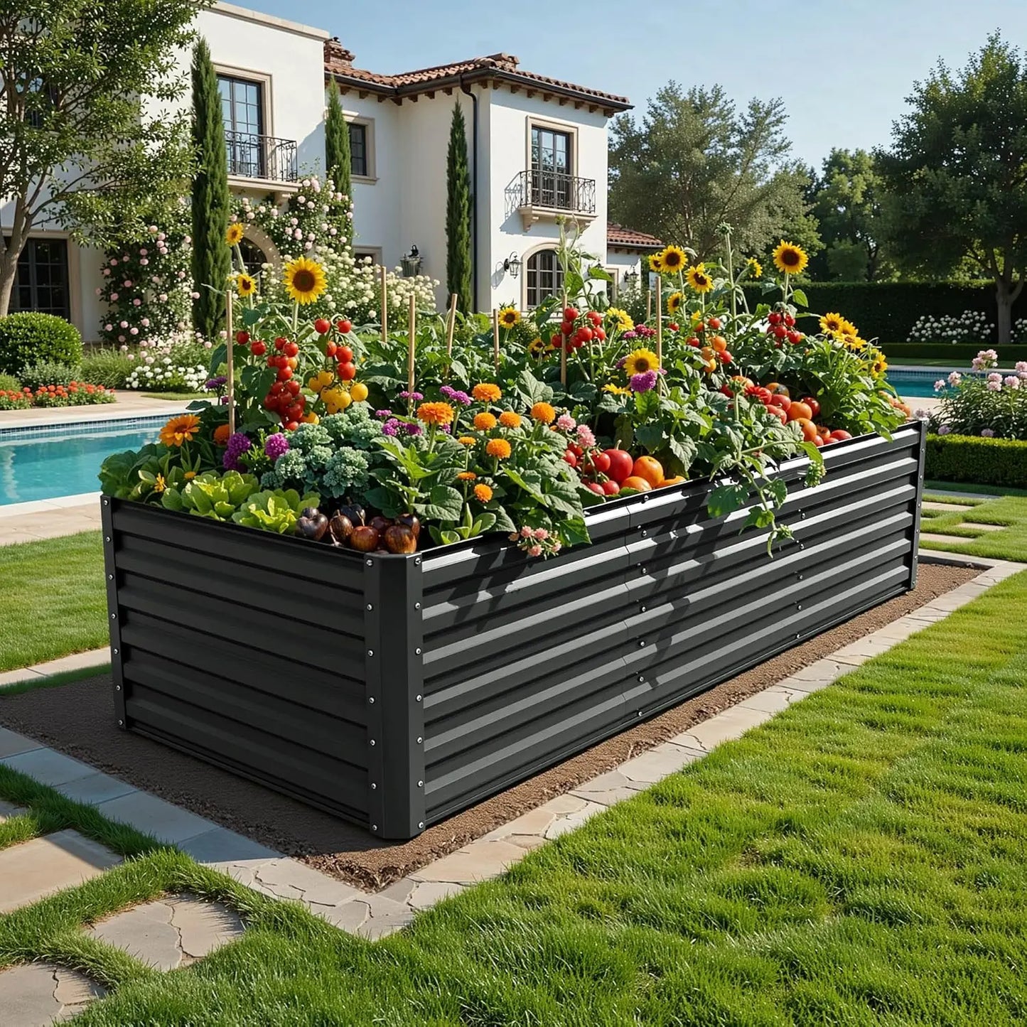1pc Raised Garden Bed Kit, with Gloves & Tension Bar, Outdoor Patio Planter Box for Plants Vegetables Flowers