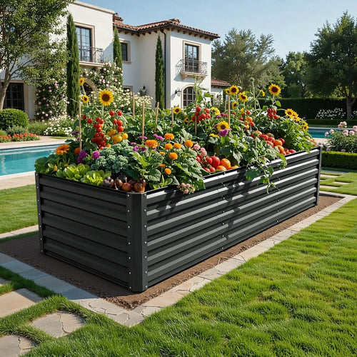 1pc Raised Garden Bed Kit, with Gloves & Tension Bar, Outdoor Patio Planter Box for Plants Vegetables Flowers