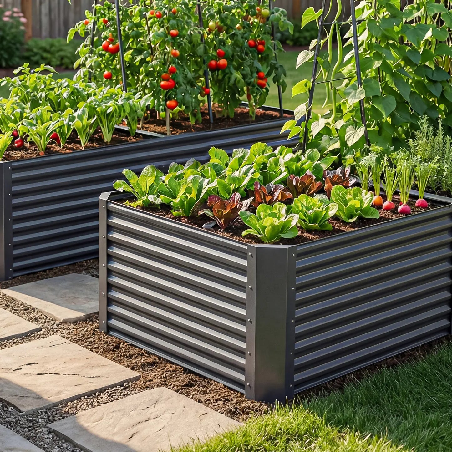 1pc Raised Garden Bed Kit, with Gloves & Tension Bar, Outdoor Patio Planter Box for Plants Vegetables Flowers