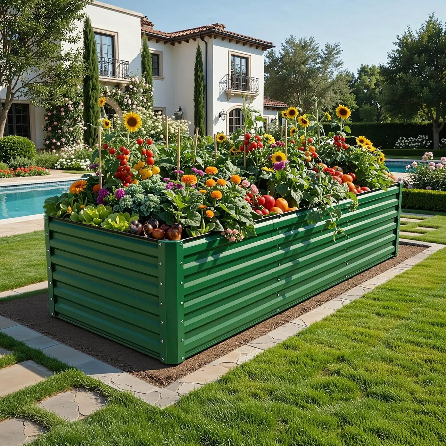 1pc Raised Garden Bed Kit, with Gloves & Tension Bar, Outdoor Patio Planter Box for Plants Vegetables Flowers