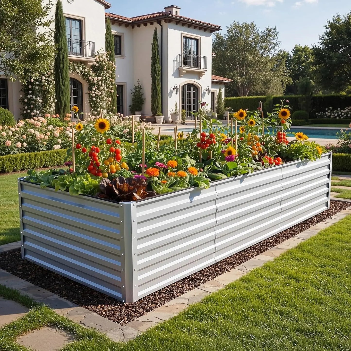 1pc Raised Garden Bed Kit, with Gloves & Tension Bar, Outdoor Patio Planter Box for Plants Vegetables Flowers